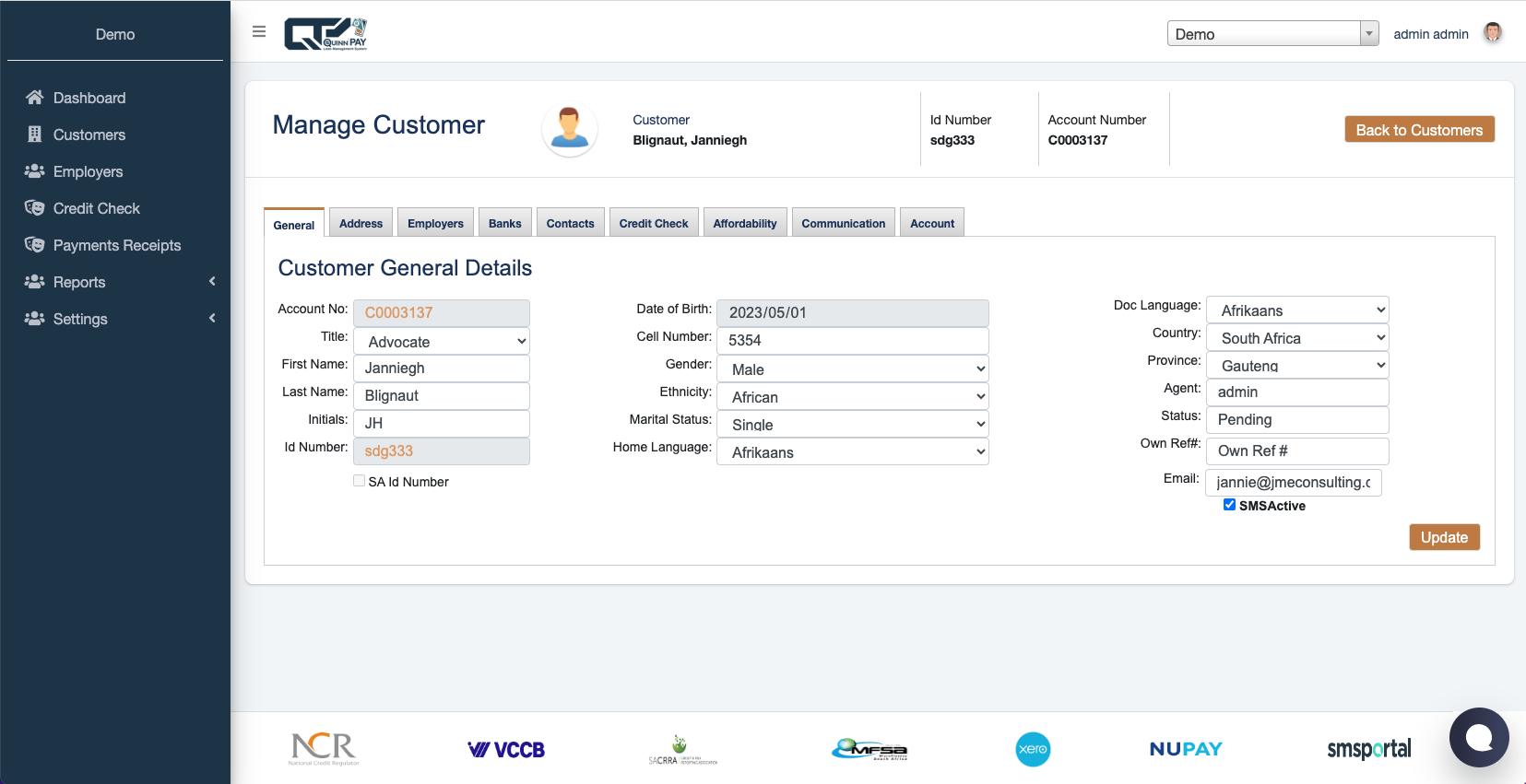 screenshot of Quinn Pay